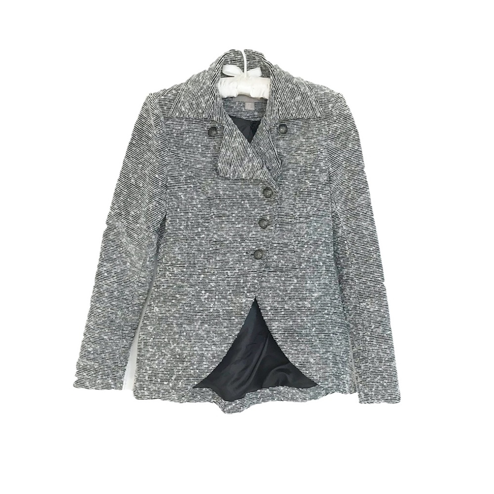 VINTAGE TWEED GREY VERSATILE SHORT FLARED 3 BOTTON COAT BLAZER